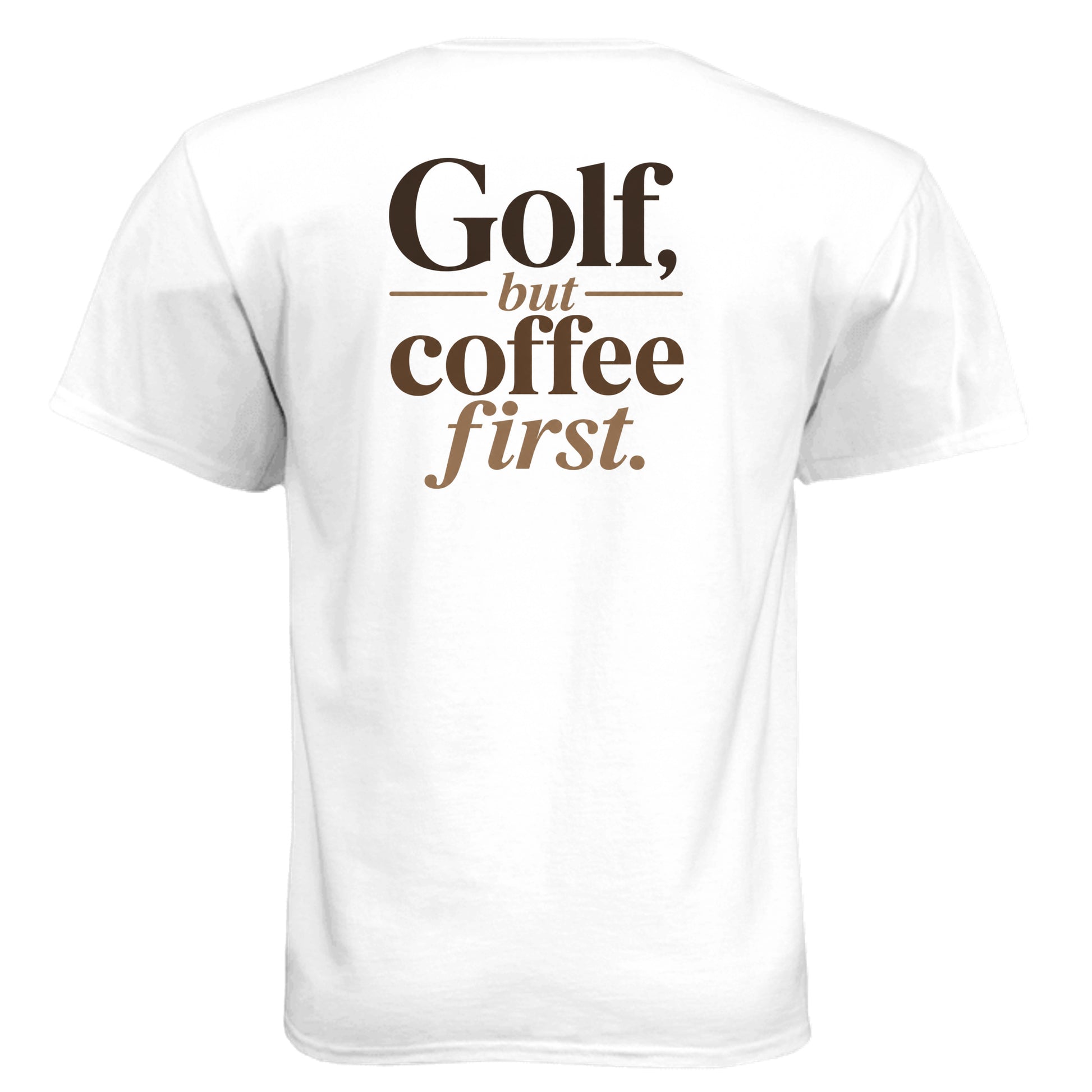Golf but Coffee First Funny Golf Shirt – Soft Tri-Blend Tee back design from Clubbage