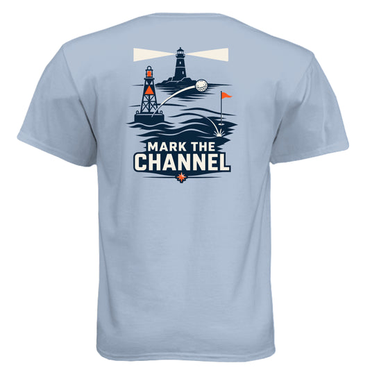 Mark the Channel Coast Guard Golf Shirt – Soft Tri-Blend Tee back design from Clubbage