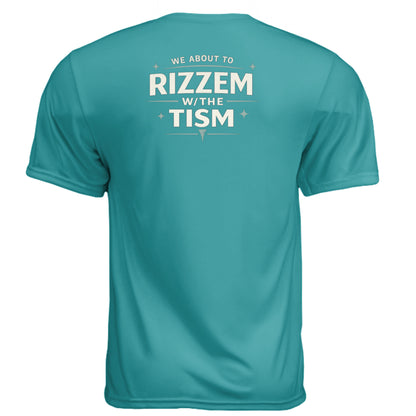 Rizzem With the Tism Mature Golf Humor Shirt – Soft Tri-Blend Tee - Clubbage - Teal Back