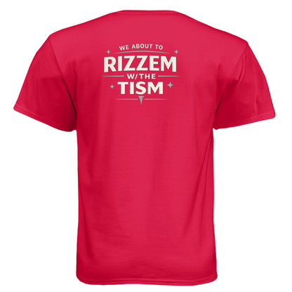 Rizzem With the Tism Mature Golf Humor Shirt – Moisture-Wicking Tee - Clubbage - Red Back