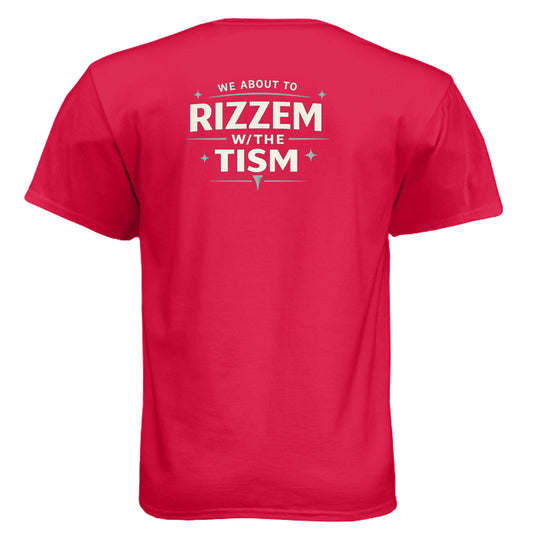 Rizzem With the Tism Mature Golf Humor Shirt – Moisture-Wicking Tee - Clubbage - Red Back