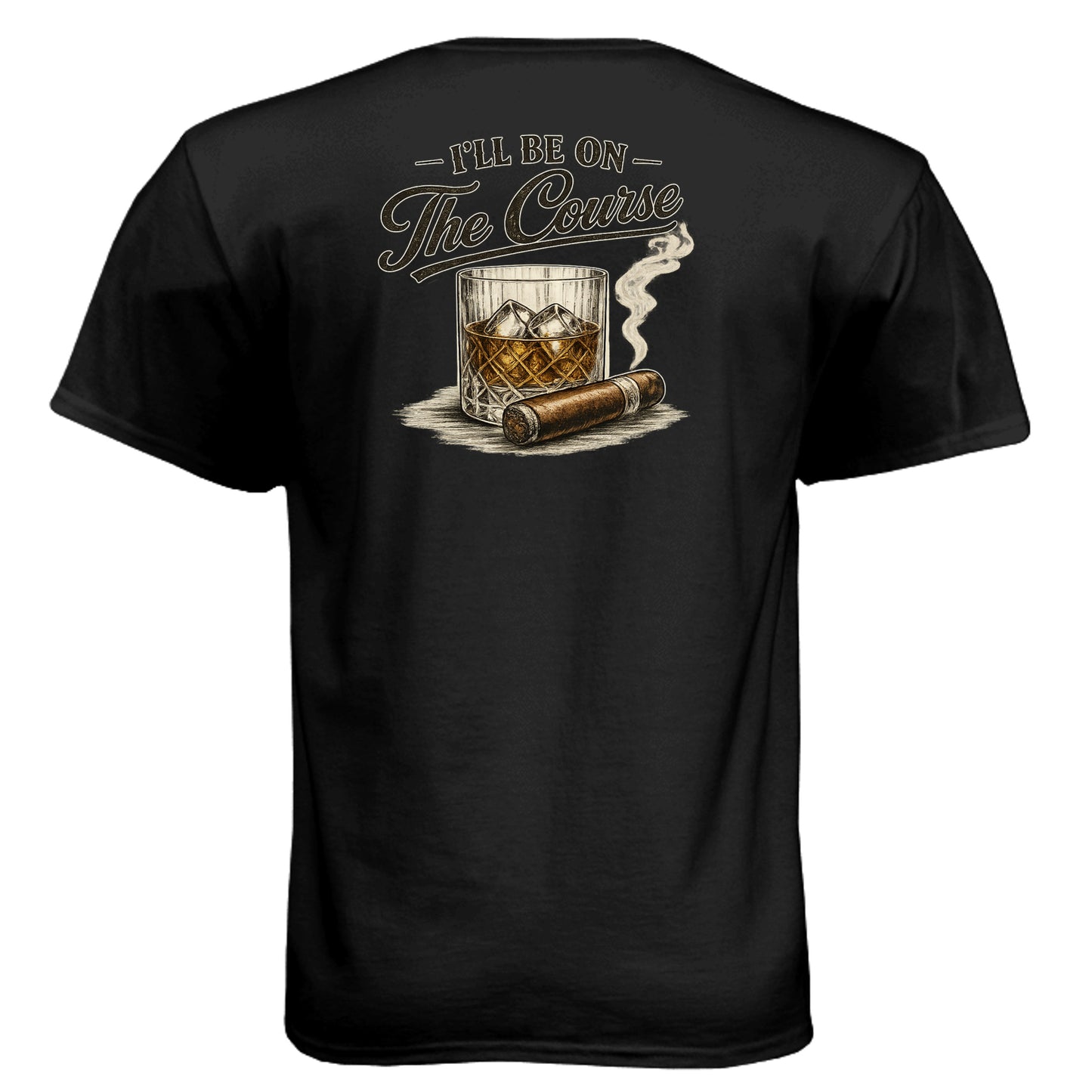 I’ll Be On The Course Vintage 19th Hole Golf Shirt – Soft Tri-Blend Tee - Clubbage - Black Back