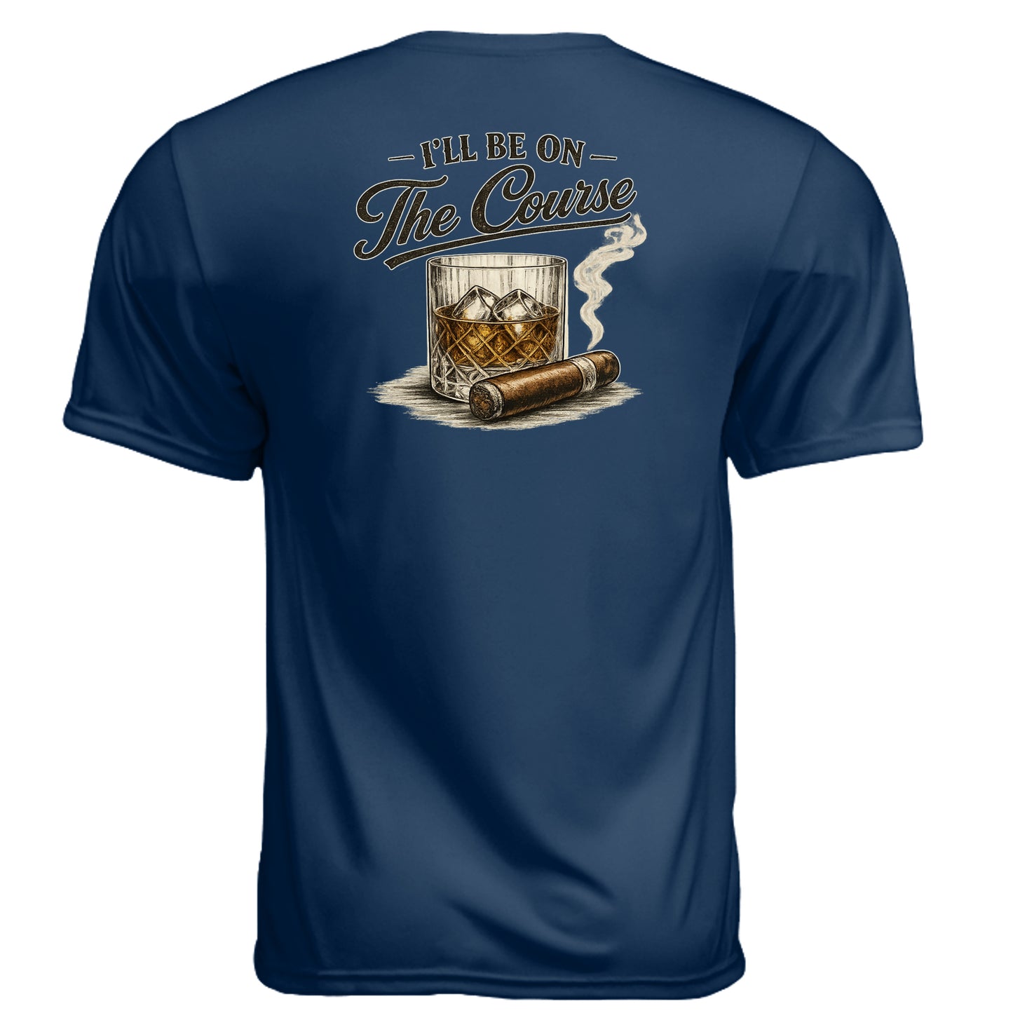 I’ll Be On The Course Vintage 19th Hole Golf Shirt – Moisture-Wicking Tee - Clubbage - Navy Back