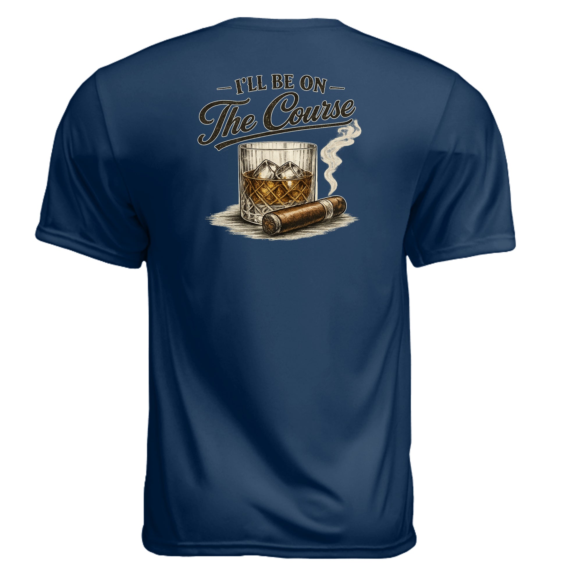 I’ll Be On The Course Vintage 19th Hole Golf Shirt – Moisture-Wicking Tee - Clubbage - Navy Back