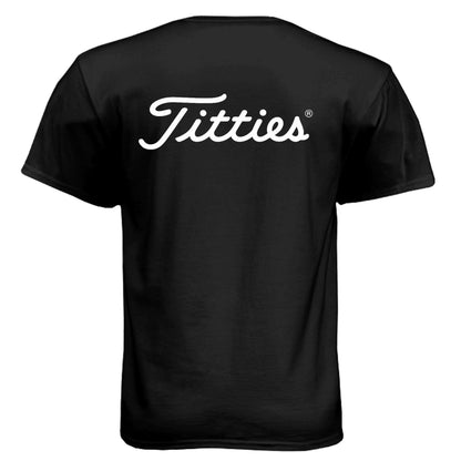 Titties Adult Humor Golf Shirt – Soft Tri-Blend Tee - Clubbage - Black Back