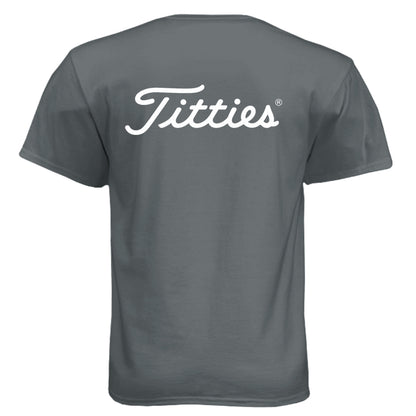 Titties Adult Humor Golf Shirt – Soft Tri-Blend Tee - Clubbage - Vintage Heavy Metal Back