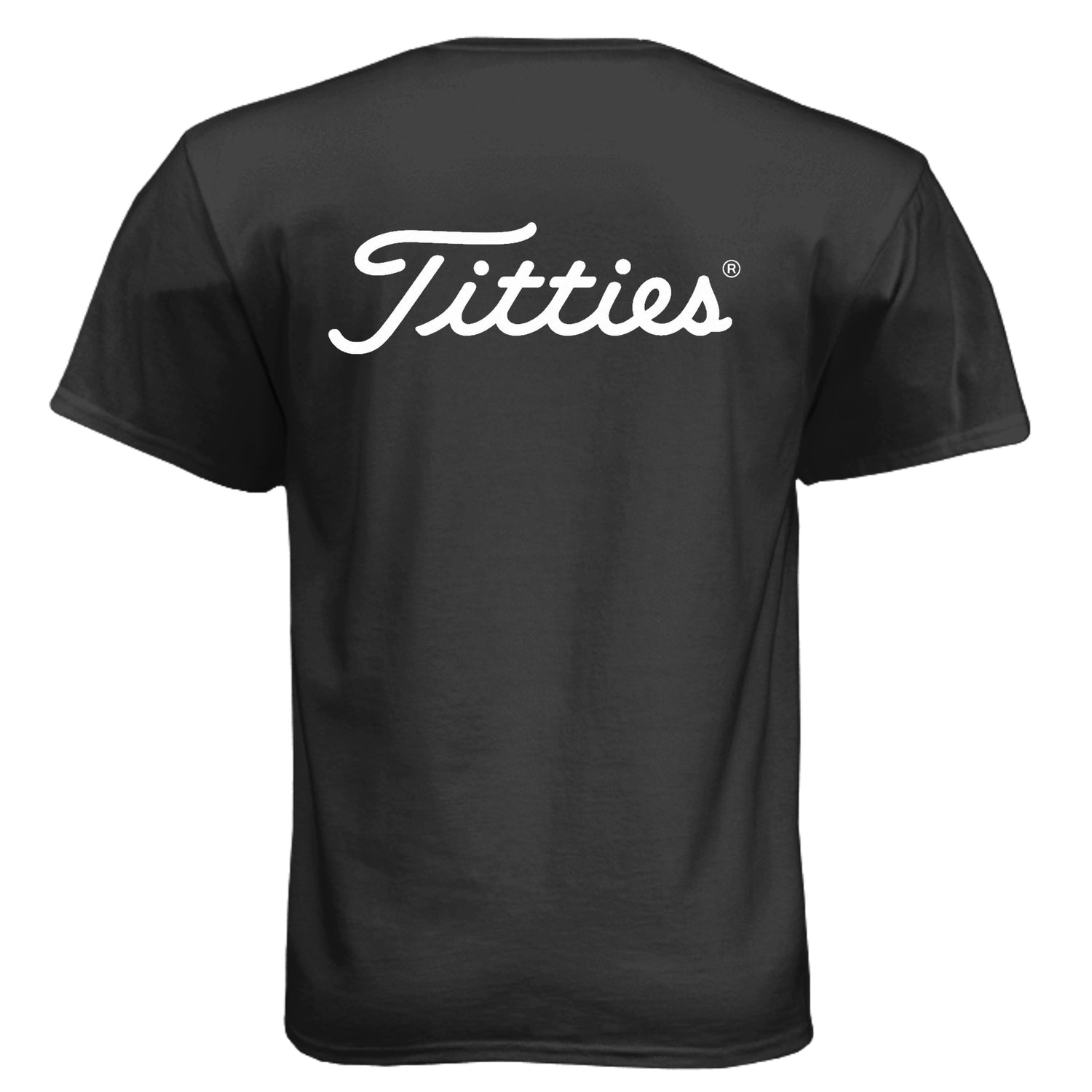 Titties Adult Humor Golf Shirt – Soft Tri-Blend Tee - Clubbage - Graphite Black Back